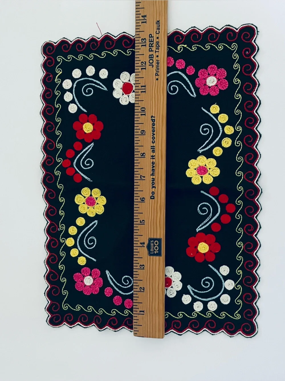 Vintage Mexican Boho multicolor embroidered floral placemat table top cover